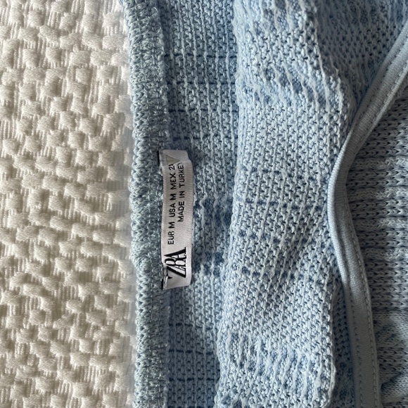 Zara Cable Knit Crop Top Tank Baby Blue M - Picture 3 of 5